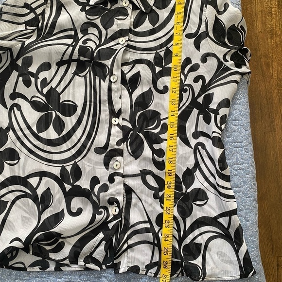 Travel Smith Trending Black and White Easy Care Sheer Button Down Shirt Size PL - Picture 9 of 9